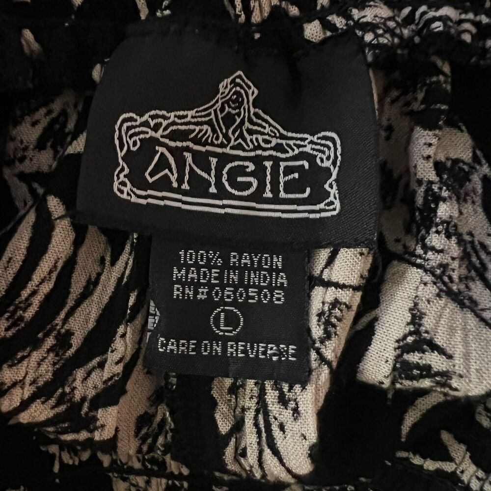 Angie Maxi Skirt Large Floral Beige Black Hi Lo Hem - Picture 4 of 5